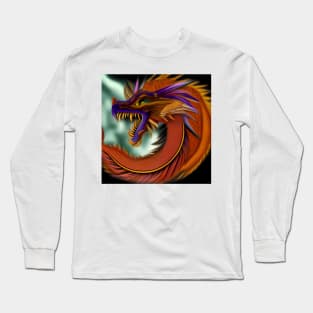 Orange and Purple Chinese Dragon Long Sleeve T-Shirt